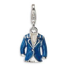 Amore La Vita Sterling Silver 3-D Blue Enameled Jacket Charm hide-image