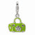Green Enameled & Crystal Purse Charm in Sterling Silver