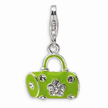 Amore La Vita Sterling Silver Green Enameled & Crystal Purse Charm hide-image