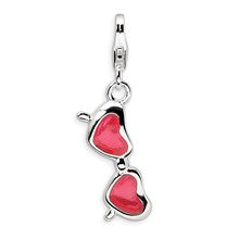 Amore La Vita Sterling Silver Enameled Coral Heart Sunglasses Charm hide-image