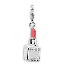 Amore La Vita Sterling Silver Enamel Swarovski Element Pink Lipstick Charm hide-image