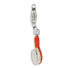 Amore La Vita Sterling Silver Orange Enameled Hair Brush Charm hide-image