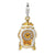 Gold-Plated Enamel Anniversary Clock Charm in Sterling Silver