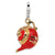 Gold-Plated Red Enameled Tea Pot Charm in Sterling Silver