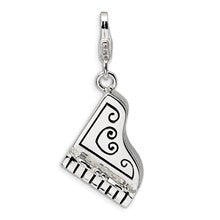 Amore La Vita Sterling Silver 3-D Enameled Grand Piano Charm hide-image