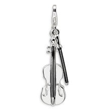 Amore La Vita Sterling Silver 3-D Violin and Antiqued Bow Charm hide-image