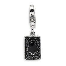 Amore La Vita Sterling Silver CZ & Enameled Spade Card Charm hide-image