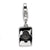 CZ & Enameled Club Card Charm in Sterling Silver