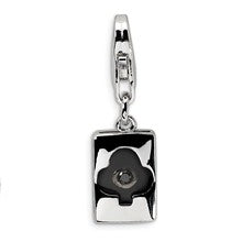 Amore La Vita Sterling Silver CZ & Enameled Club Card Charm hide-image