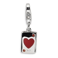 Amore La Vita Sterling Silver CZ & Enameled Heart Card Charm hide-image
