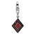 CZ & Enameled Diamond Shaped Charm in Sterling Silver