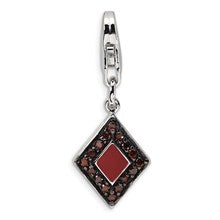 Amore La Vita Sterling Silver CZ & Enameled Diamond Shaped Charm hide-image