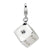 3-D Swarovski Element Die Charm in Sterling Silver