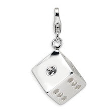 Amore La Vita Sterling Silver 3-D Swarovski Element Die Charm hide-image