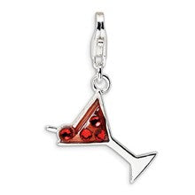 Amore La Vita Sterling Silver Crystal Martini Glass Charm hide-image