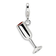 Amore La Vita Sterling Silver 3-D Enameled Red Wine Glass Charm hide-image