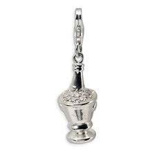 Amore La Vita Sterling Silver 3-D CZ Champagne in Ice Bucket Charm hide-image