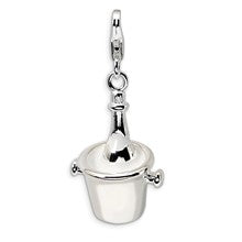 Amore La Vita Sterling Silver Enamel Champagne Bottle in Ice Bucket Charm hide-image