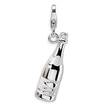 Amore La Vita Sterling Silver 3-D Enameled Champagne Bottle Charm hide-image