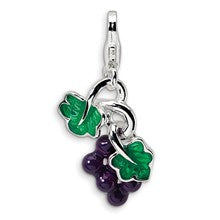 Amore La Vita Sterling Silver 3-D Enameled Grapes Charm hide-image