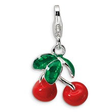 Amore La Vita Sterling Silver 3-D Enameled Red Cherries Charm hide-image