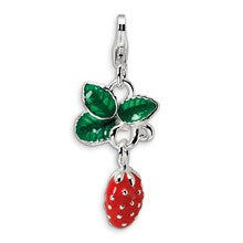 Amore La Vita Sterling Silver 3-D Enameled Strawberry Charm hide-image