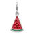 3-D Enameled Watermelon Wedge Charm in Sterling Silver