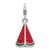 3-D Enameled Watermelon Wedge Charm in Sterling Silver