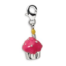 Amore La Vita Sterling Silver 3-D Enameled Cupcake & Candle Charm hide-image