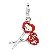 Amore La Vita Sterling Silver Enamel Red Heart Be Mine Lollipop Charm hide-image