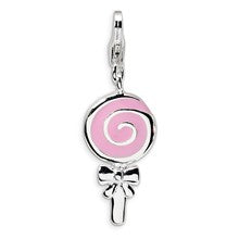 Amore La Vita Sterling Silver 3-D Enameled Pink Lollipop Charm hide-image