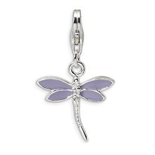 Amore La Vita Sterling Silver Lilac Enameled & CZ Dragonfly Charm hide-image