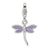 Lilac Enameled & CZ Dragonfly Charm in Sterling Silver