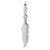 3-D Polished Feather Charm in Sterling Silver