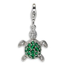Amore La Vita Sterling Silver Green & Clear CZ Turtle Charm hide-image