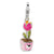 3-D Pink Enameled Potted Tulip Charm in Sterling Silver
