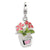 3-D Enameled Potted Flowers Charm in Sterling Silver