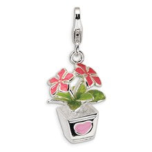 Amore La Vita Sterling Silver 3-D Enameled Potted Flowers Charm hide-image