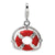 Enamel Swarovski Element Life Preserver Charm in Sterling Silver
