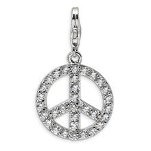 Amore La Vita Sterling Silver Large CZ Peace Sign Charm hide-image