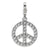 Large CZ Peace Sign Charm in Sterling Silver