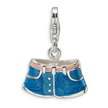 Amore La Vita Sterling Silver 3-D Enameled Blue Jean Shorts Charm hide-image