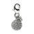 3-D CZ Crystal Ball Butterfly Dangle Lobster Clasp Charm in Sterling Silver