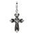 Enameled Swarovski Element Cross Charm in Sterling Silver