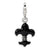 Black Enameled Fleur de Lis Charm in Sterling Silver
