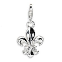 Amore La Vita Sterling Silver CZ Polished Fleur De Lis Charm hide-image