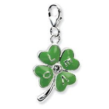 Amore La Vita Sterling Silver 3-D Enameled 4 Leaf Clover Charm hide-image