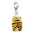 Click-on CZ Enamel Tiger Pants Charm in Sterling Silver