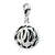 Click-on CZ Enamel Zebra Hat Charm in Sterling Silver