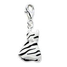 Amore La Vita Sterling Silver Click-on CZ Enamel Zebra Dress Charm hide-image